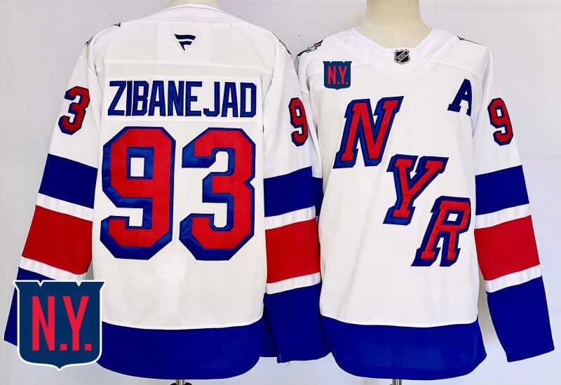 Men New York Rangers #93 Zibanejad White Fanatics 2025 NHL Jersey style 1